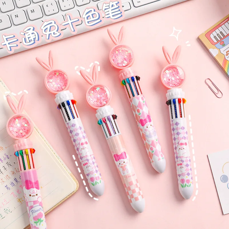 

2pcs/pack 10Colors Gel Pen Cute Pink School Supplies Colored Rabbit Diy Glitter Writing Pens Stationery Wholesale