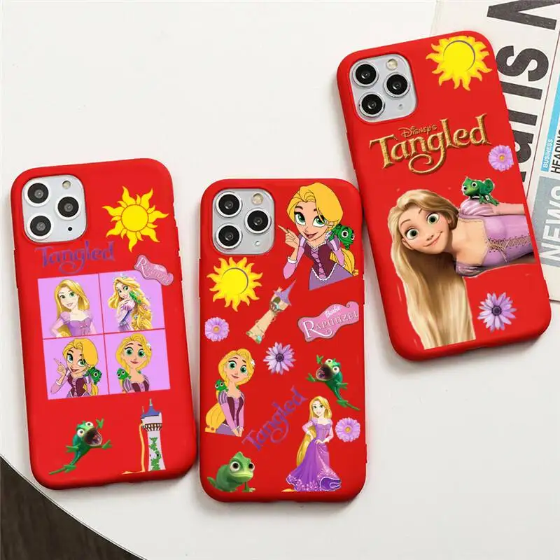 

Disney Princess Tangled rapunzel Phone Case For iphone 13 12 11 Pro Max Mini XS 8 7 6 6S Plus X SE 2020 XR Red Cover