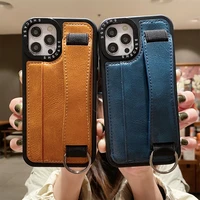 vintage business pu leather back cover for iphone 13 pro max 12 11 se 2020 xr xs 6 7 8 plus case with card holder wrist strap