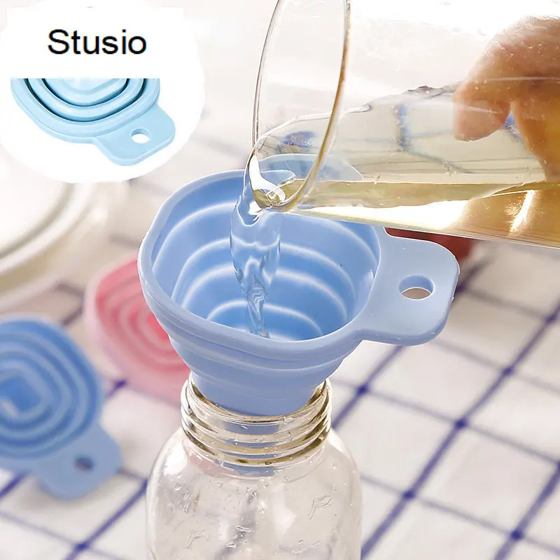 

Kitchen Supplies Mini Foldable Silicone Funnel Filling Empty Bottle Portable Folding Funnels for Oil Sauce Kitchen Accessories