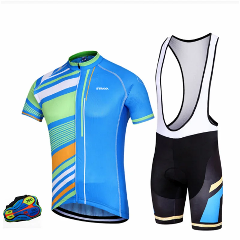 

STRAVA 2021 Men's Professional Cycling Jersey Set Bicycle Short Sleeve Set Quick-Dry Breathable Shirt Suit Road Bicycle Clothes