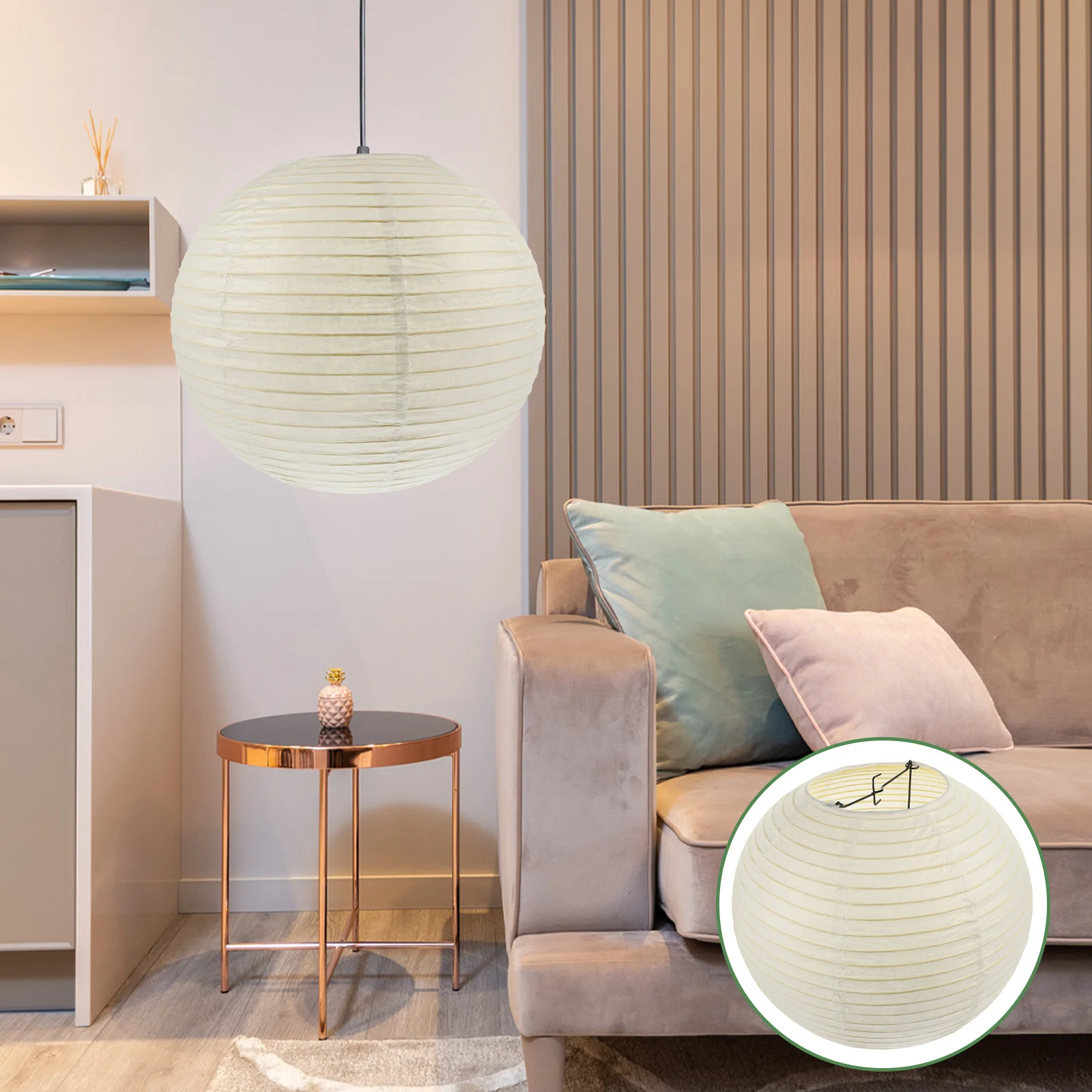 

Ball Chandelier Lampshade Round Ceiling Cover Table Light Vintage Decorate Home Iron Paper Retro Desk