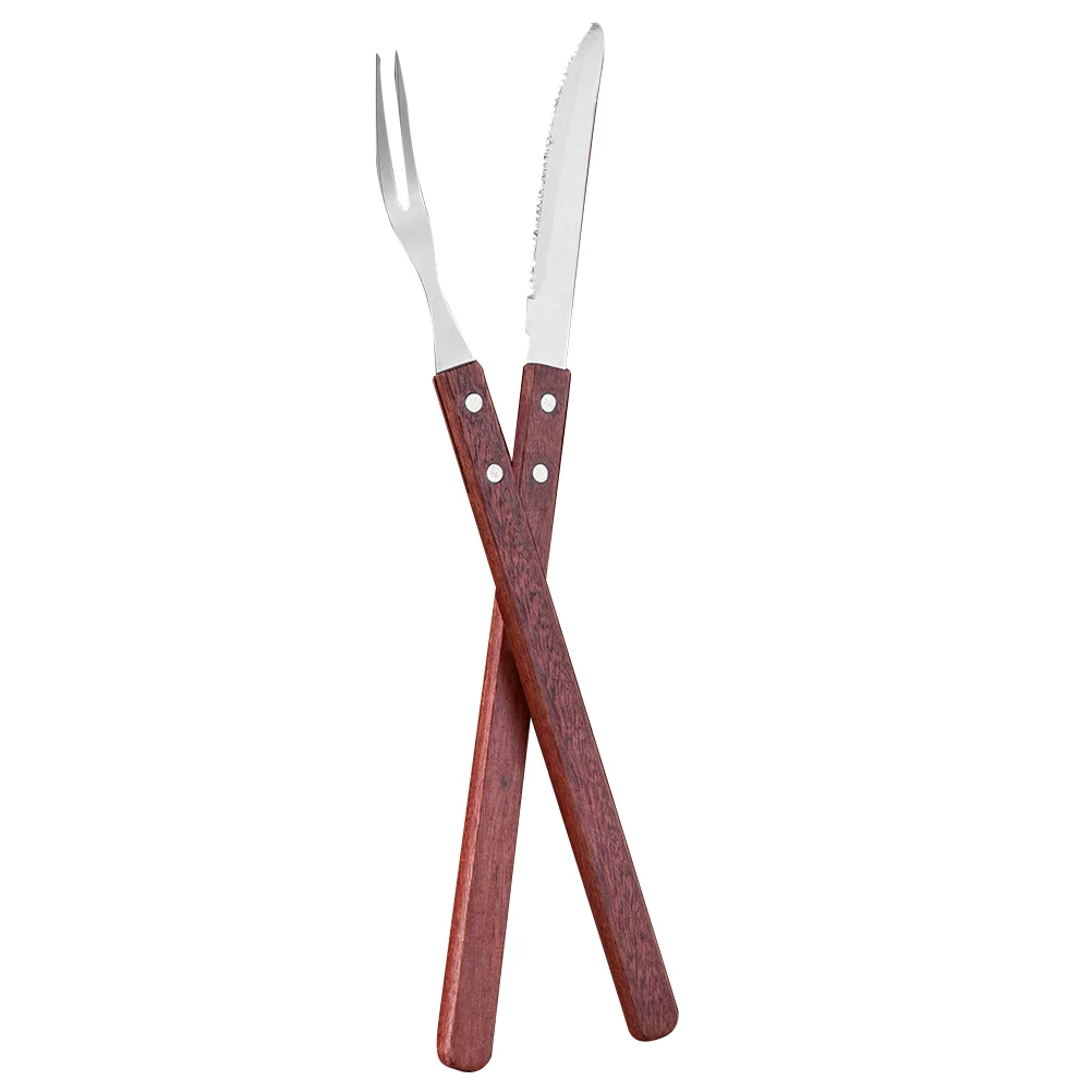 

1 Set Stainless Steel Long Handle Food Cutter Steak Cutter Fork for Barbecue