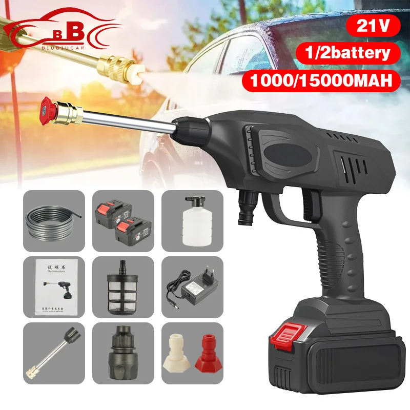 

15000Ah Cordless High Pressure Washer Spray Water Gun Car Wash Pressure Water Nozzle Cleaning Machine For Makita 18V Battery