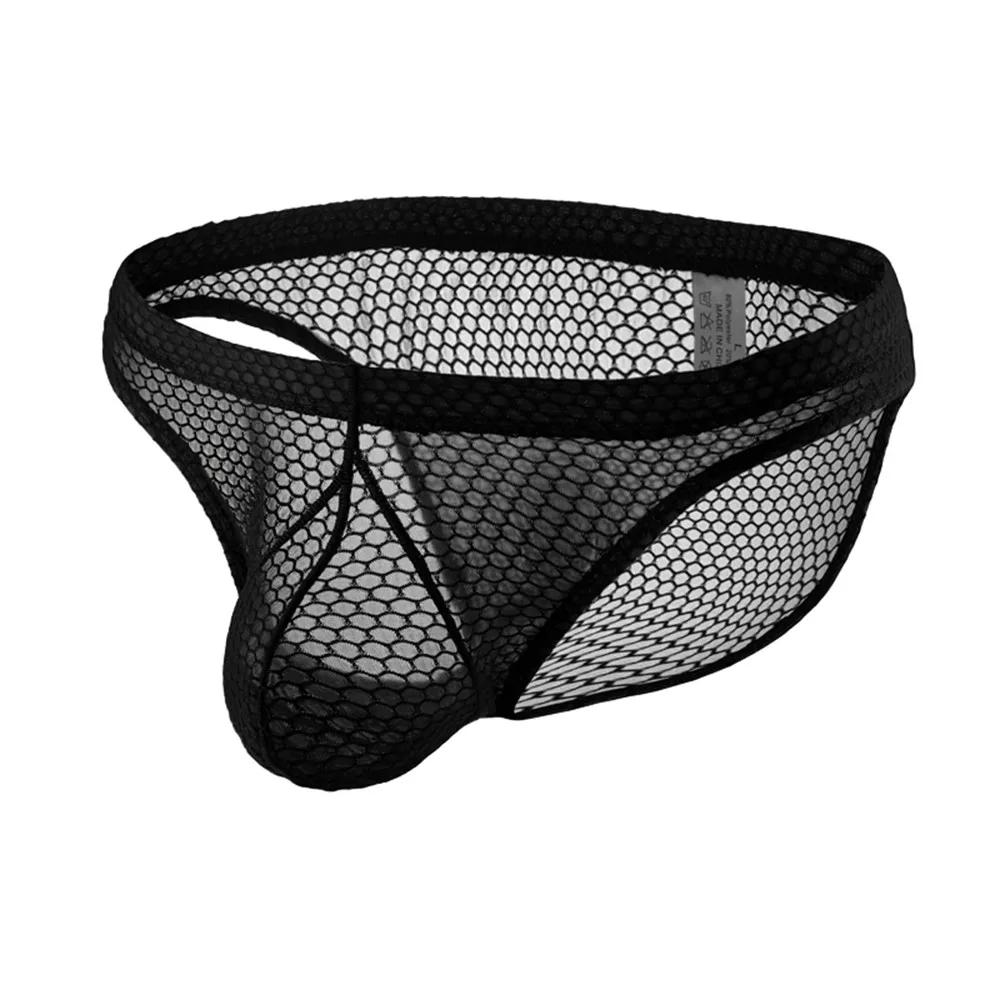

Mens Fishnet Mesh Briefs Trunks Lingerie Low Waist Soft Underwear See-Through Underwear Shorts Ultra-thin Bikini Thongs Man