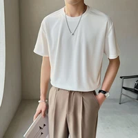 summer 6 color short sleeved t shirt men slim fashion casual o neck t shirt men korean plaid t shirt mens top large size s 4xl