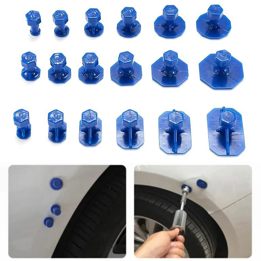 

Car Dent Repair Tabs 18pcs Professional Car Dent Repair Tool Kit Automotive Body Suction Cup Adhesive Blue Glue dent remover Tab