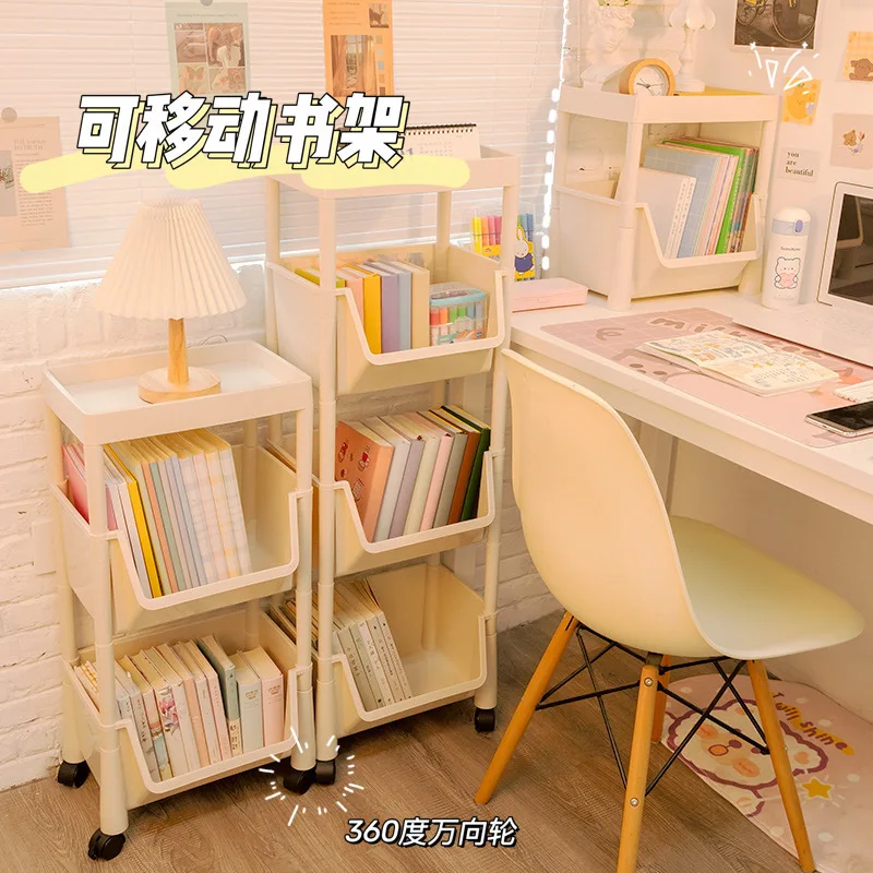 

Deskside Bookshelves Can Be Moved, Books On Wheels, Multi-Functional Book Stands, Wind Desks, Layered Storage Boxes, Storage She