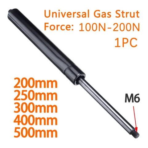 1 шт. для автофургона, кровати, окна, автобуса, караванов 100N 150N 200N 10 мм, автомобильные газовые стойки, газовая пружина, капот 200-500 мм, опорный стержень M6, амортизатор