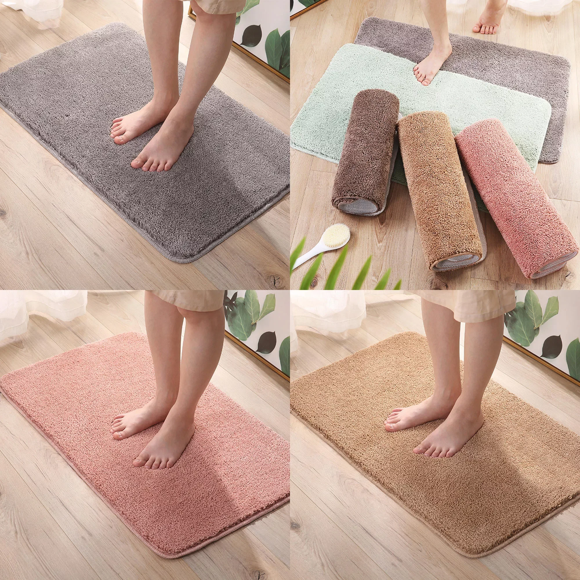 

40x60cm Home Bath Mat Non-slip Bathroom Carpet Soft Coral Fleece Memory Foam Rug Mat Kitchen Toilet Floor Decor Washable