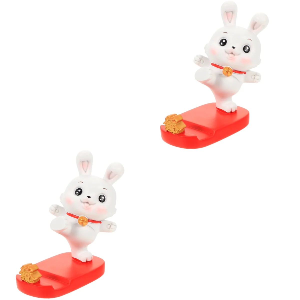 

2pcs Bunny Stand Cartoon Holder Desktop Mobile Stand Rabbit Statue Decor