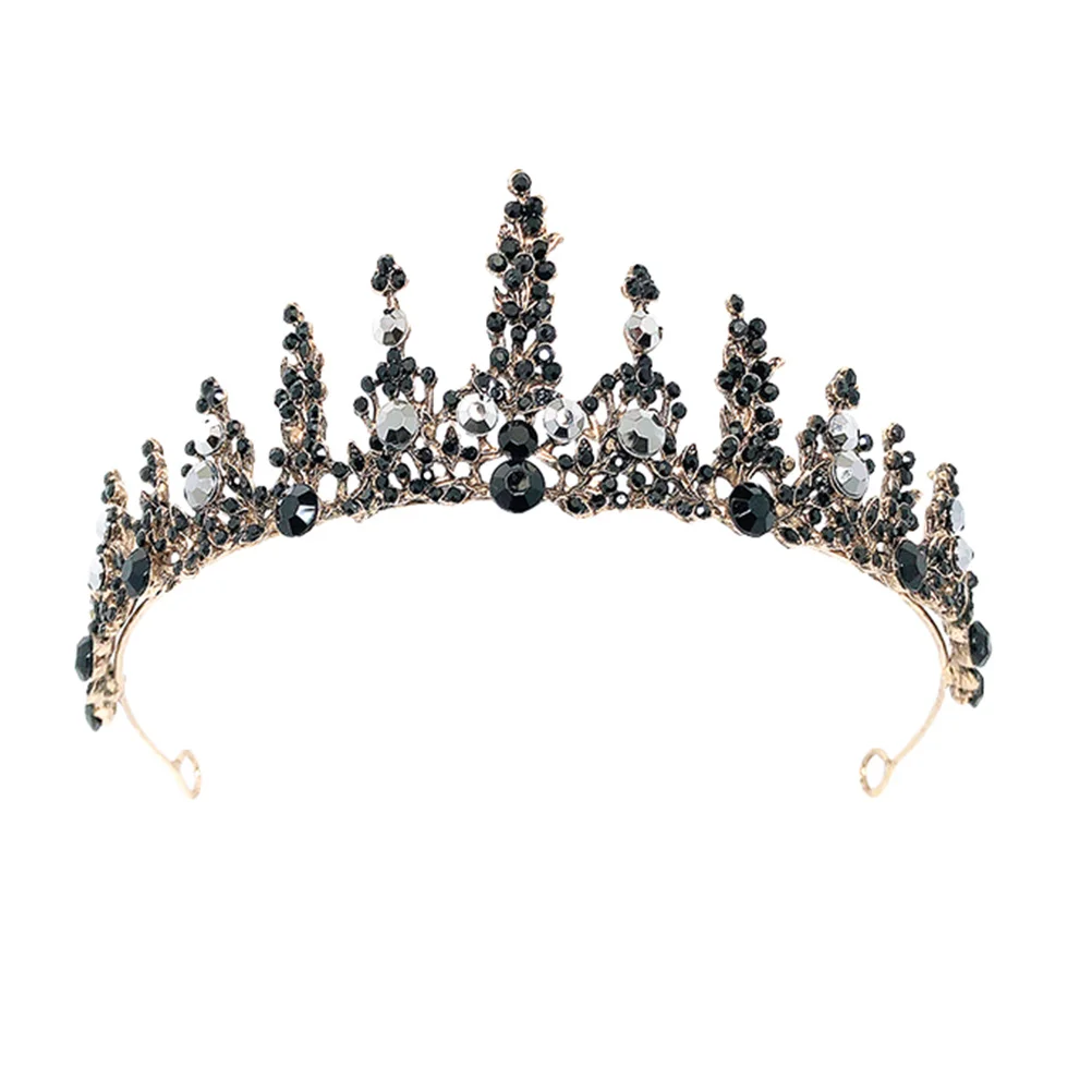 

Tiara Baroqueblackcrowns Bridalweddingprincess Headband Gothic Rhinestone Birthday Flower Tiaras Promcrystal Headdress Wreath