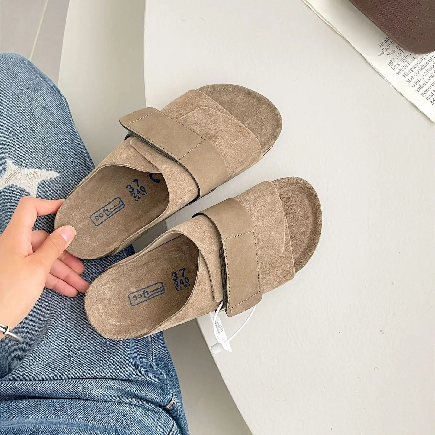 Women's Sandals 2023 Real Leather Summer Slippers Fashion Cork Flat Shoes Casual Outdoor Lovers Beach Comfortable Ladies Shoes