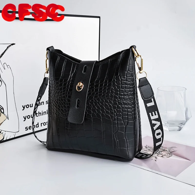 

Crocodile Messenger Bags For Women PU Leather Crossbody Shoulder Bag Female Luxury High Quality Ladies Handbags Bucket Bag
