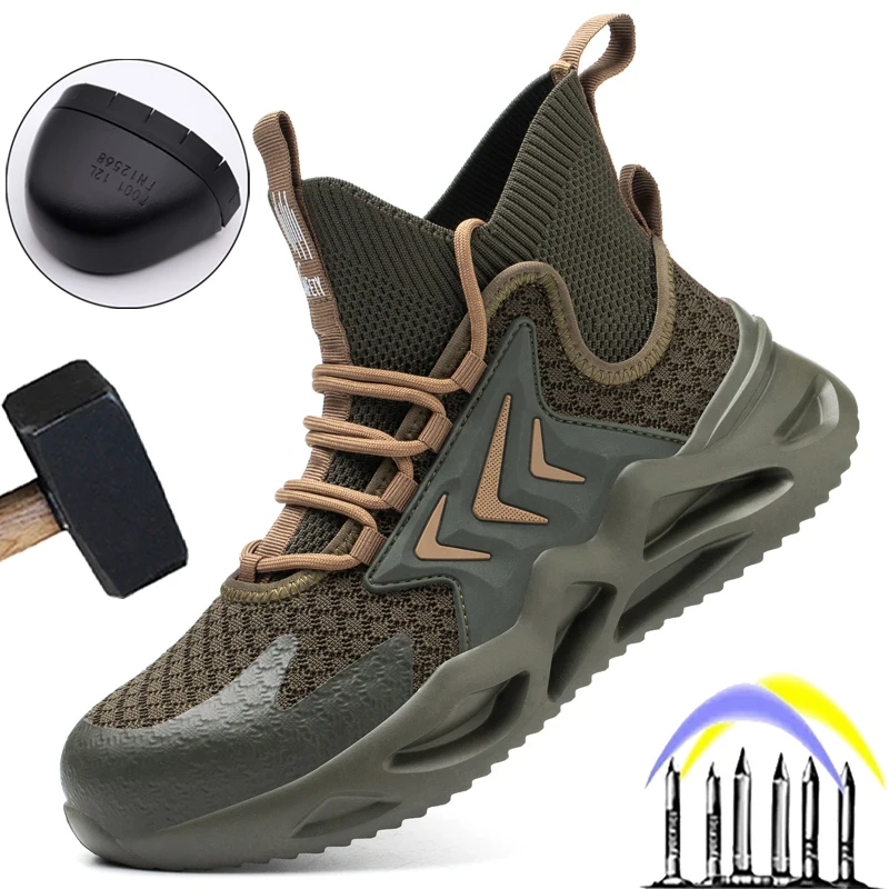

Lightweight Work Safety Boots For Men Indestructible Shoes Anti-smash Anti-puncture Work Shoes Steel Toe Cap security Sneakers