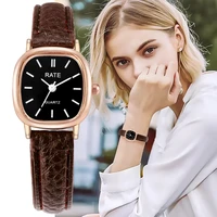 2022 hot selling watches women exquisite square small dial leather strap alloy case temperament vintage quartz lady wristwatch