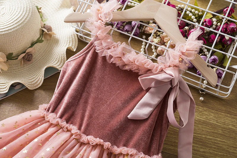 Летнее кружевное платье для девочек детская одежда платья-пачки повязка на