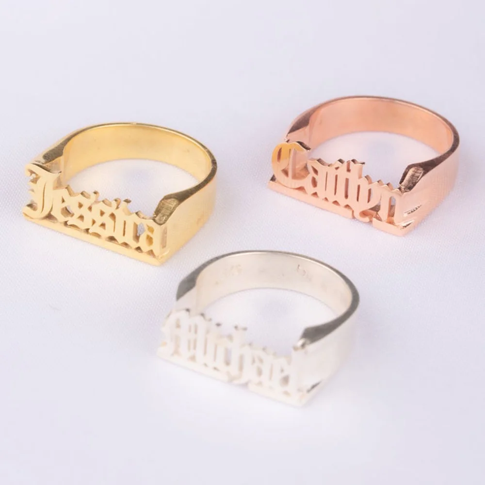 

JewelryR Customized Ring Ancient English Name Men Women Gold Ring Jewelry Gifts Stainless Steel Ring Personalized Couple
