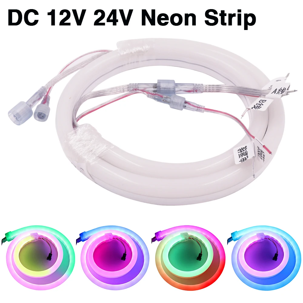 DMX512 512IC Dream Color RGB Neon Strip DC 12V 24V Waterproof Silicone Tube Flexible Ribbon Tape Rope LED Light