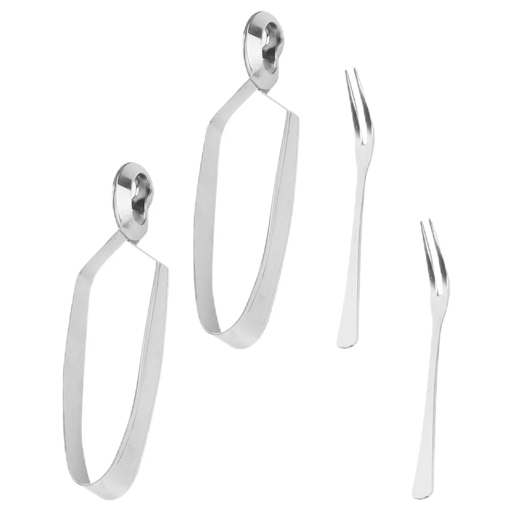 

4Pcs Stainless Steel Tableware Stainless Steel Snails Forks Eating Snail Clips French Baked Snails Forks for Canteen Restaurant