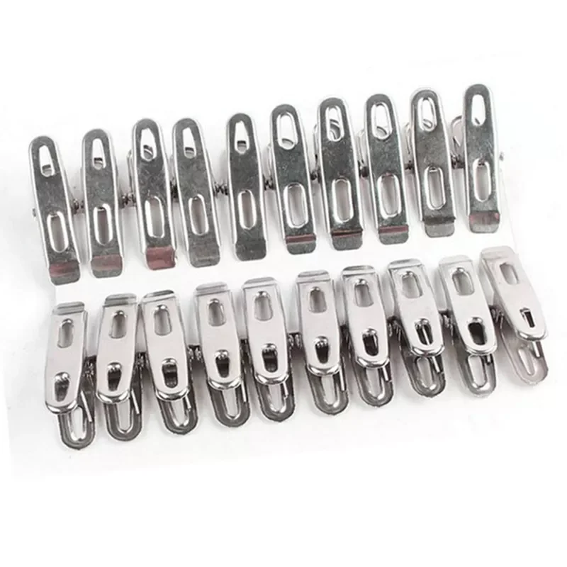 

20Pcs/lot Stainless Steel Clothes Peg File Metal Clips for Coat Pants Laundry Drying Hanger Rack Washing Food Sealing Clip