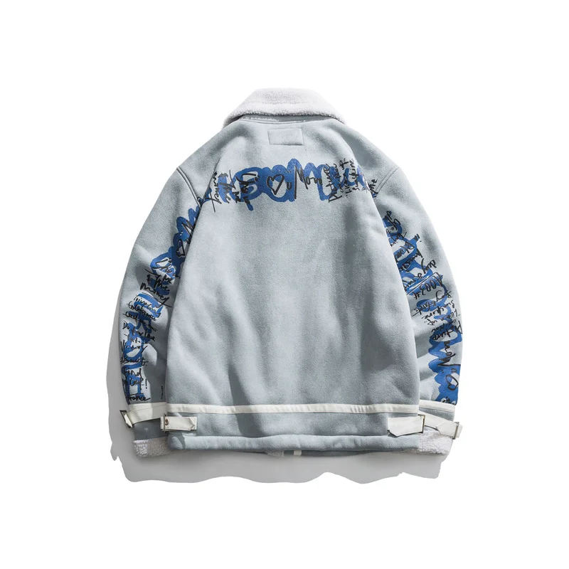 

Мужская Флисовая Куртка из овечьей шерсти, модное мужское пальто в стиле хип-хоп, уличная одежда, теплая куртка в стиле Харадзюку для мужчин,...