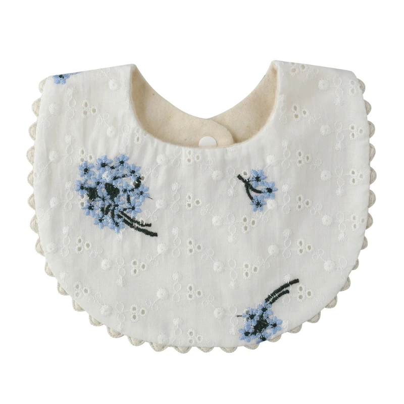 

Baby Bib Girls Princess Embroidery Floral Bibs Bandana Saliva Towel Newborn