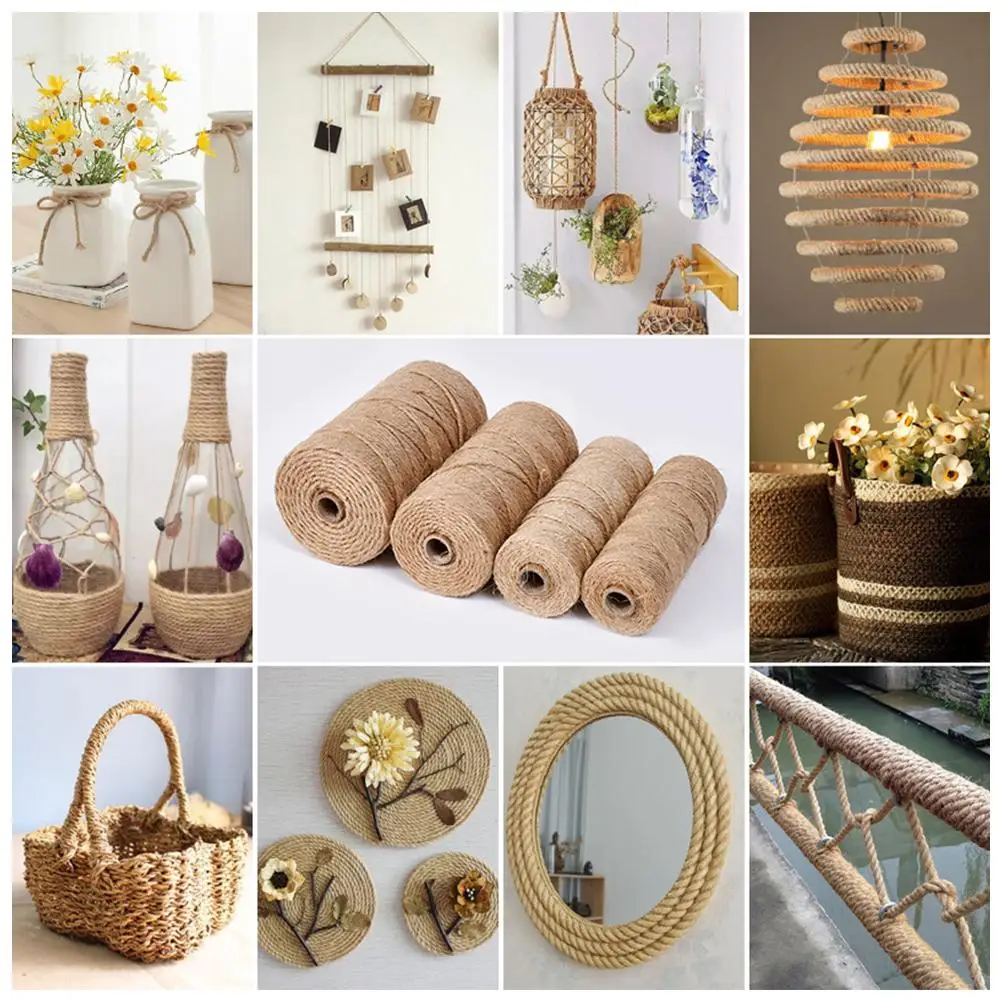 

[ NEW ARRIVALS ] 1 Roll 5mm 100m Natural Jute Twine Thickened Heavy Duty Rope For Diy Garden Binding Crafts Packaging Material