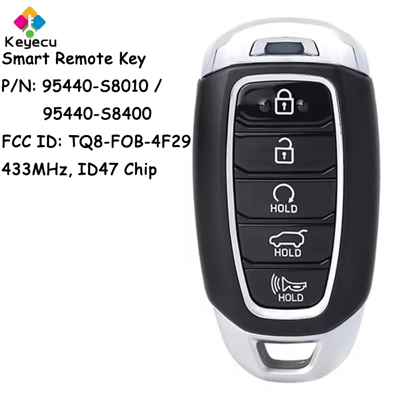 

KEYECU Keyless Go Smart Remote Автомобильный ключ с 5 кнопками для Hyundai Palisade 2019-2021 Брелок 95440-S8010 95440-S8400 TQ8-FOB-4F29