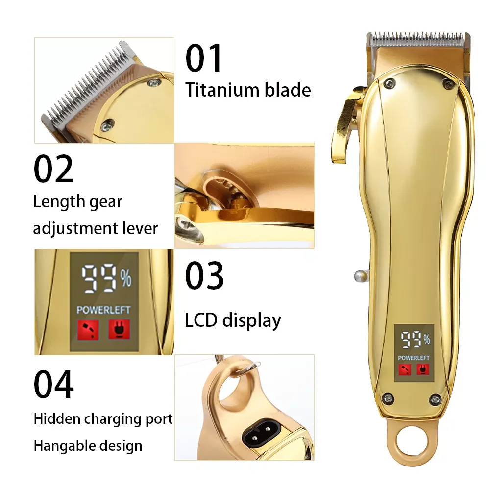 

2022 Hair Clipper Set Electric Hair Trimmer Cordless Shaver Trimmer 0mm Men Barber Hair Cutting Machine for Men Rechargeable