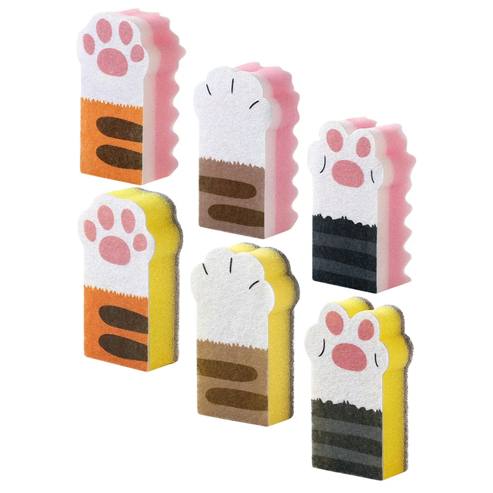 

Cleaning Sponge Cat Paw Claw Kitchen Sponges Scrub Pads Dishes Washing Tool Non-Woven Fabric Scrubber Household Cleaning