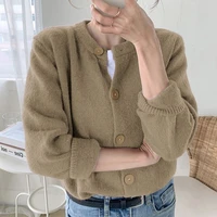 womens knit sweater 5 colors knitted cardigans korean elegant soft loose sweaters purple 2021 autumn winter casual thick coat
