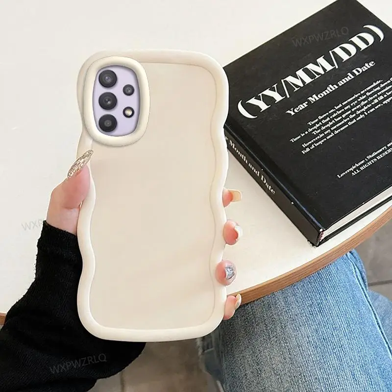 Solid Color Wave Phone Case For Samsung Galaxy A32 A54 A33 A34 A35 Quantum 4 A52S Jump A52 Silicone Shock-absorbing Soft Cover