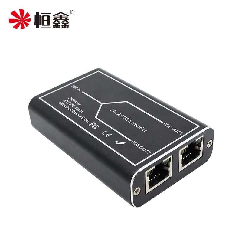 1 To 2 POE Extender 1 Port 10/100mbps Splitter for Surveillance Accessories Repeater Switch Signal 200m