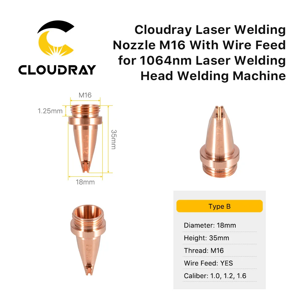 Cloudray 10 шт. ручное лазерное сварочное сопло M16 с резьбой для крепления проволоки