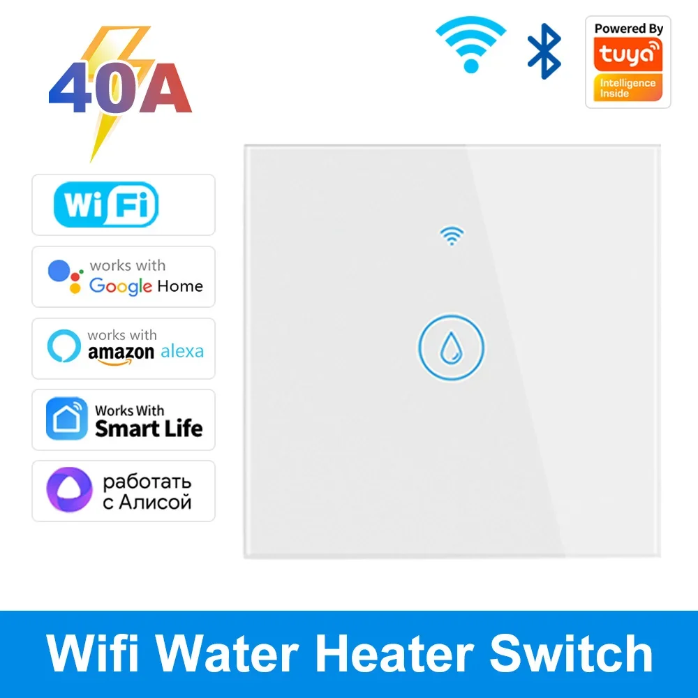 Умный водонагреватель Tuya 40A, Wi-Fi, 8000 Вт, таймер управления через ...