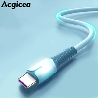 usb type c cable 5a wire for samsung s10 plus xiaomi mi9 5x huawei mobile phone fast charging led lighting usb c charger cables