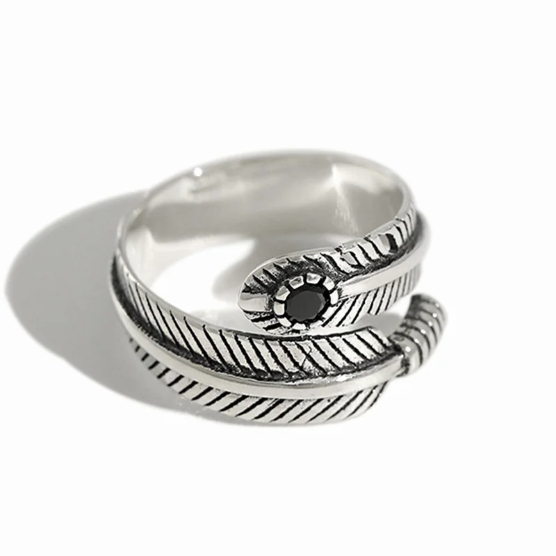 925 посеребренное Винтажное кольцо с перьями для женщин и девушек свадебные