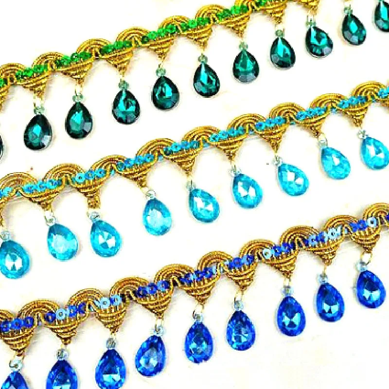 

1 Yard Bobbin Fringe Lace Rhinestone Braided Ribbons Sewing Apparel Trims Accessories