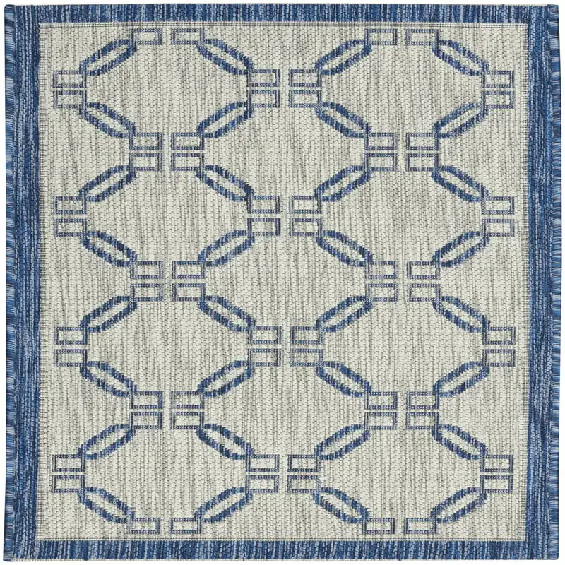 

Elegant Traditional Ivory Blue 2'2" x 3'9" (2' x 4') Party Indoor/Outdoor Trellis Area Rug - Perfect for Home Decor and Entertai