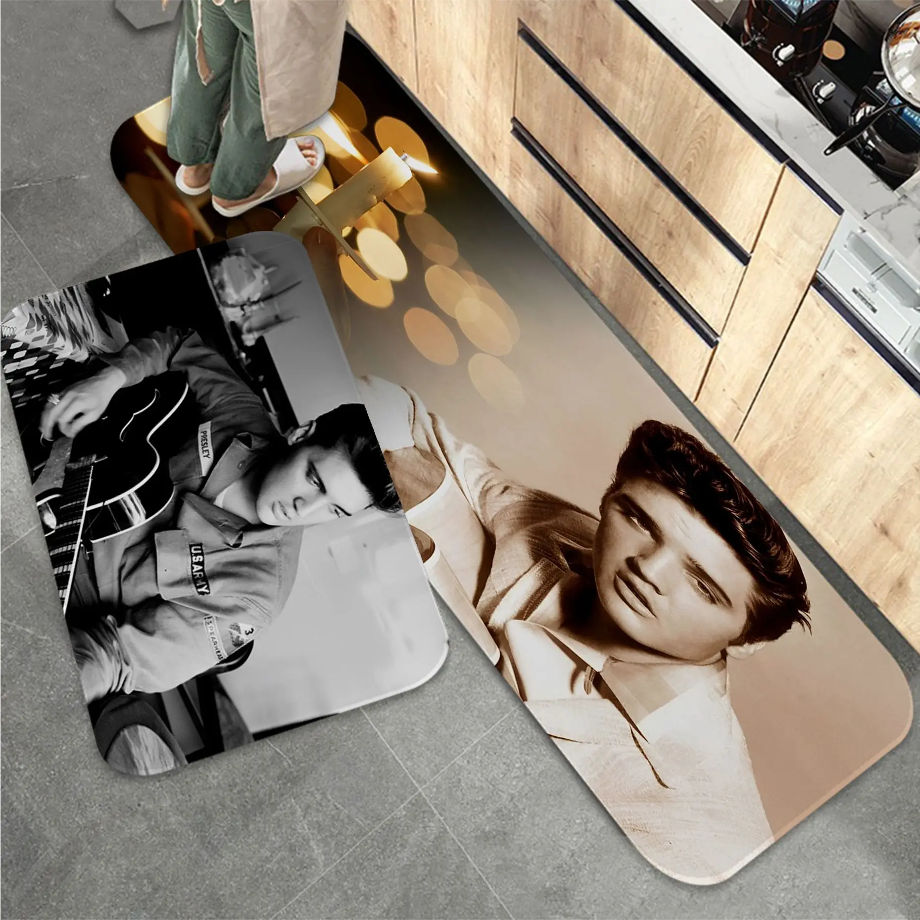 

Elvis Presley Bath Mat Anti-slip Absorb Water Long Strip Cushion Bedroon Mat Household Carpets