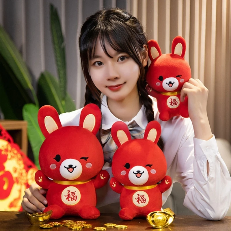 

Игрушечный Кролик, фигурка, мягкая подушка в виде животного, интерактивный милый кролик, запросите богатство, украшение для кушетки, Нового...