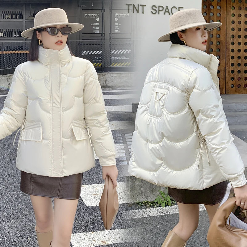 2022 New Women's Parkas Winter Jackets Glossy Loose Woman Coat Thick Cotton Padded Jacket Parka Casual Overcoat Outwear