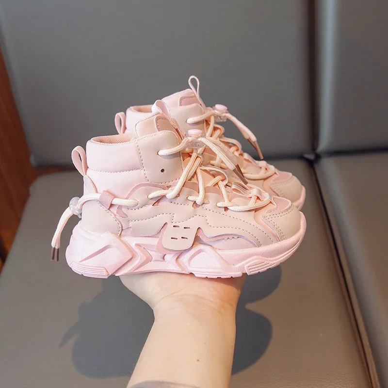 Высокие кроссовки для девочек обувь на шнуровке детская новая модная