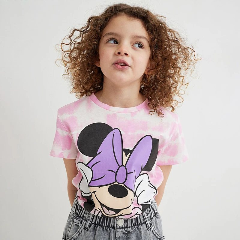 Summer New Baby Girl Print Cartoon T-shirt Kids 100% Cotton O-neck Short Sleeve Cute Pullover Tees Fashion Casual Girls Tops