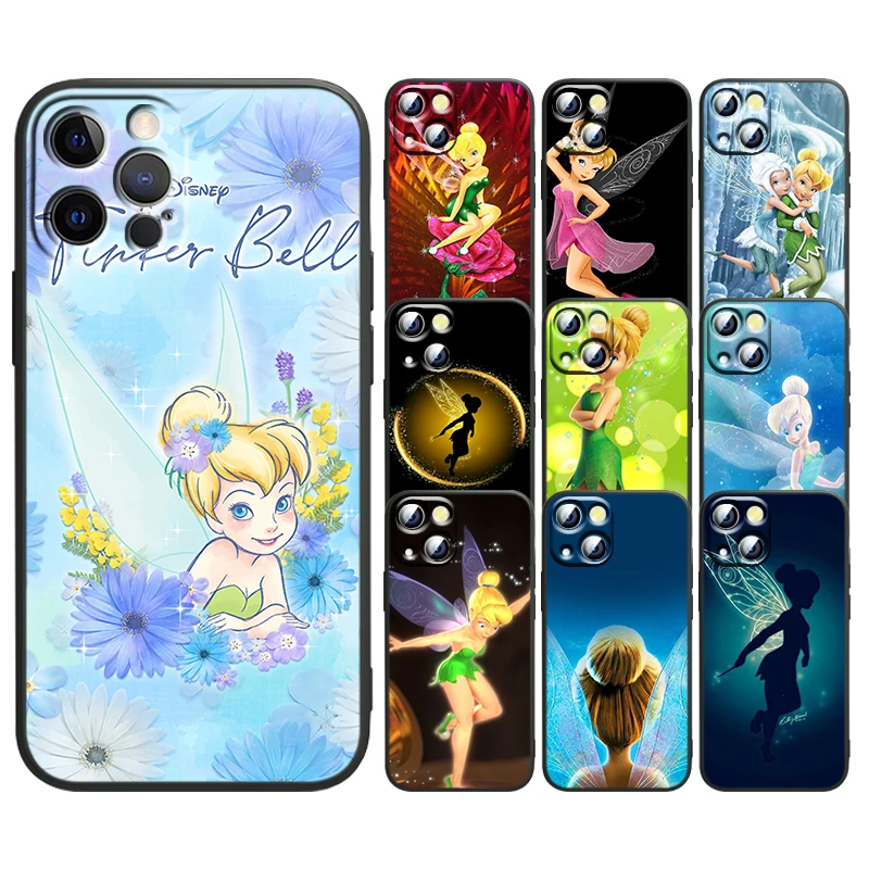 

Wonderful Fairy Tinker Bell Case For Apple iPhone 14 13 12 Mini 11 XS Pro Max X XR 8 7 Plus SE 2020 Soft TPU Black Phone Cover
