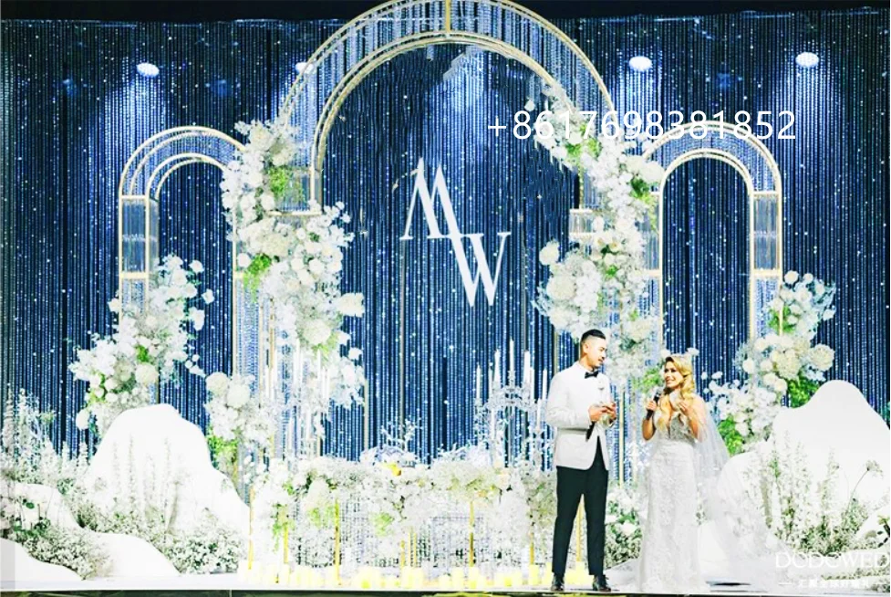 

Larger arch Wedding Props Stage Background with Crystal Beads