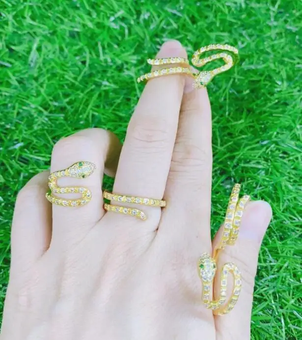 

1pcs New Style Gold-color snake open Rings Wedding Crystal Zirconia Ring For Women Minimalist Geometric Rings Jewelry df34