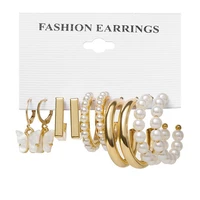 6 pairs butterfly pearl vintage earrings set fashion circle geometric hoop earrings creative heart ear studs drop earrings women