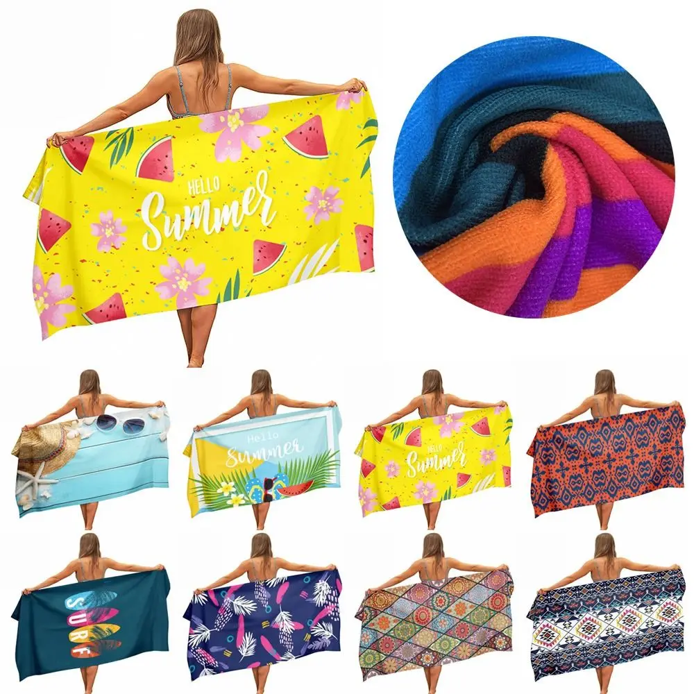 

Large Shower Room Rapid Drying Beach Mat Printed Towel Beach Towel Square Shawl Swimming Towel